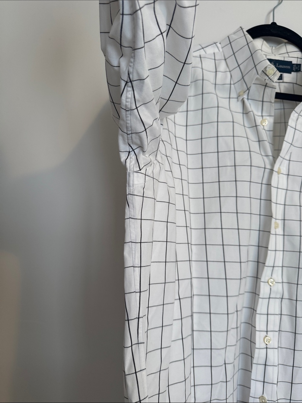Vintage Ralph Lauren Yarmouth White Windowpane Button-Down Shirt - Picture 3 of 7